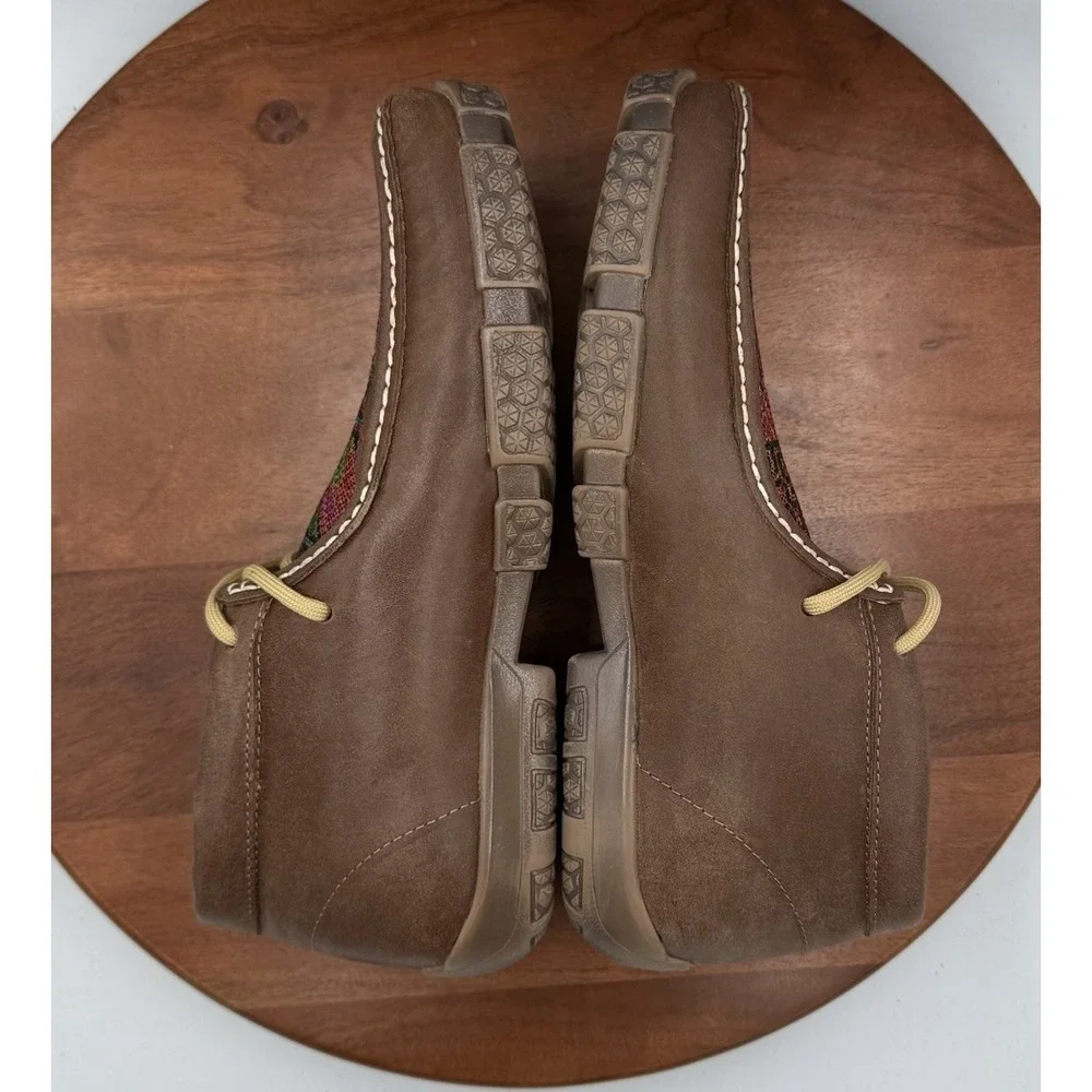 REYWELT Boots Brown Leather Woven Inlay Lace Up Chukka Moc Men's US 9.5/Mex 28.5